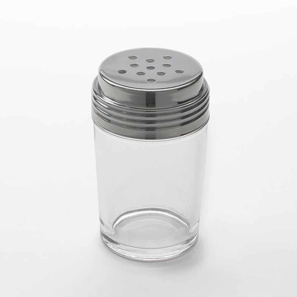 American Metalcraft Glass 6 Ounce Contemporary Shaker With Stainless Steel Slotted Spice Top, 2-3/8 Inch Dia. X 4-1/2 Inch Height