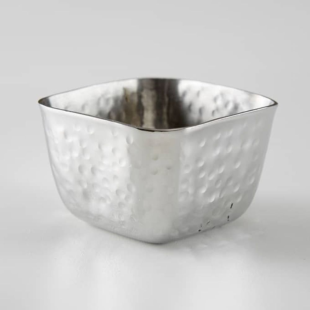 American Metalcraft Hammered Stainless Steel 2.5 Ounce Square Sauce Cup, 2-1/4 X 2-1/4 X 1-1/4 Inch