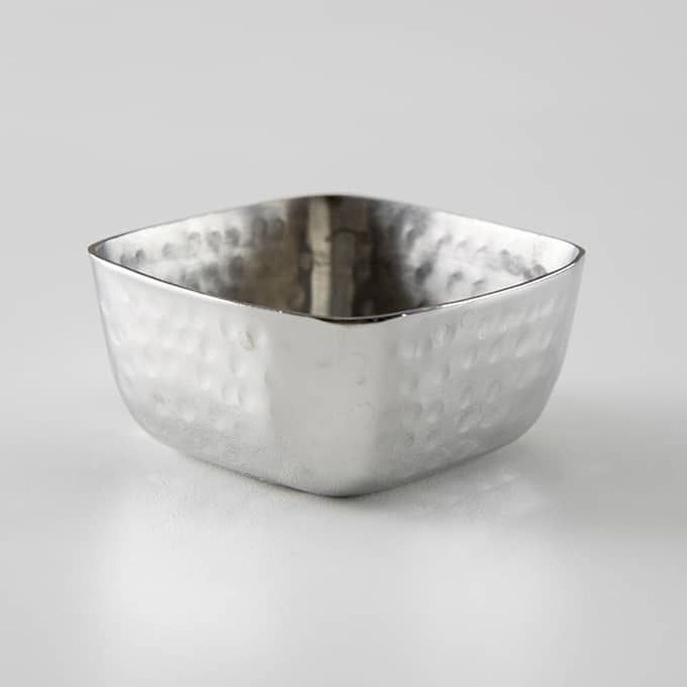 American Metalcraft Hammered Stainless Steel 1.5 Ounce Square Sauce Cup, 2 X 2 X 1 Inch