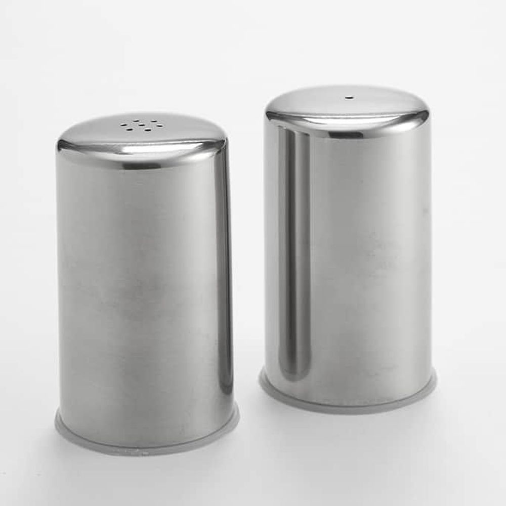 American Metalcraft Stainless Steel Brushed Finish 2 Ounce Salt And Pepper Set, 1-3/4 Inch Dia. X 2-3/4 Inch Height