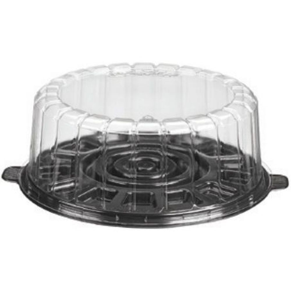 Black Base Cake Container with Clear Dome Lid 7 inch Single Layer Cake