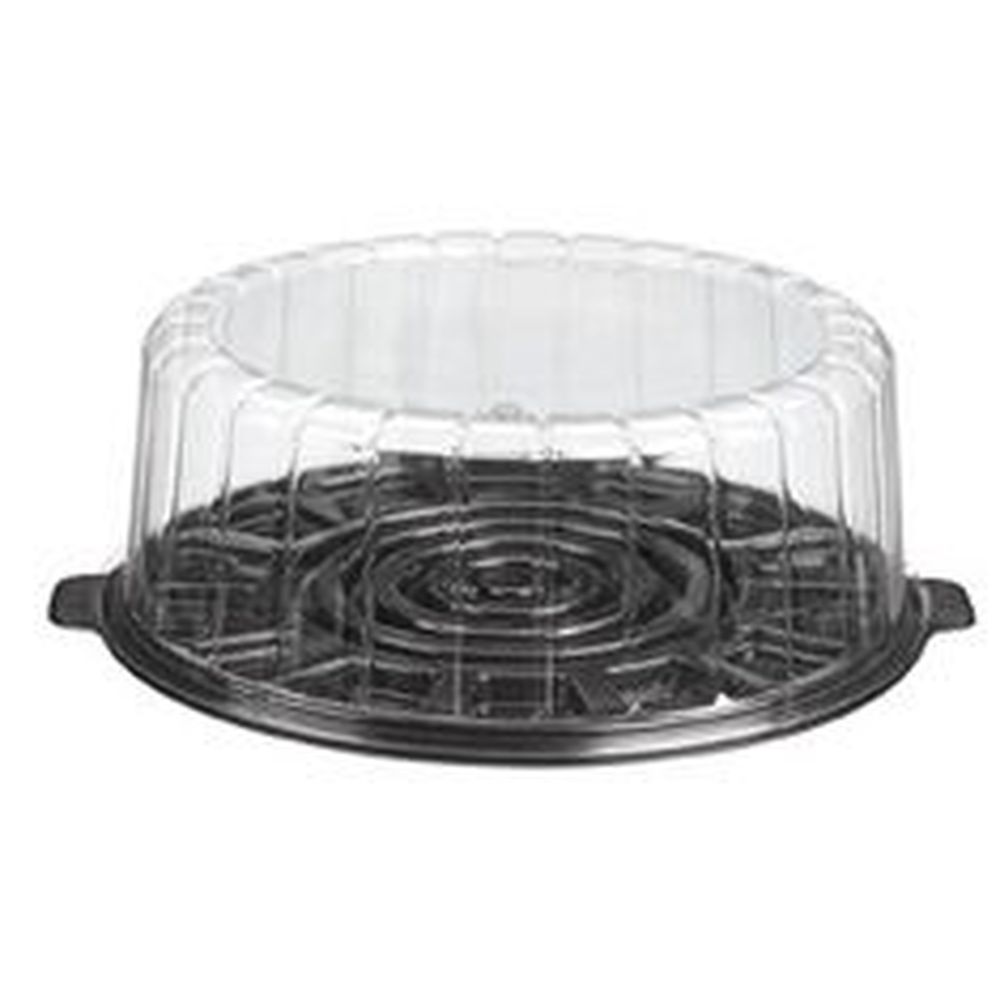 Black Base Cake Container with Clear Dome Lid for 9 inch Single Layer Cake