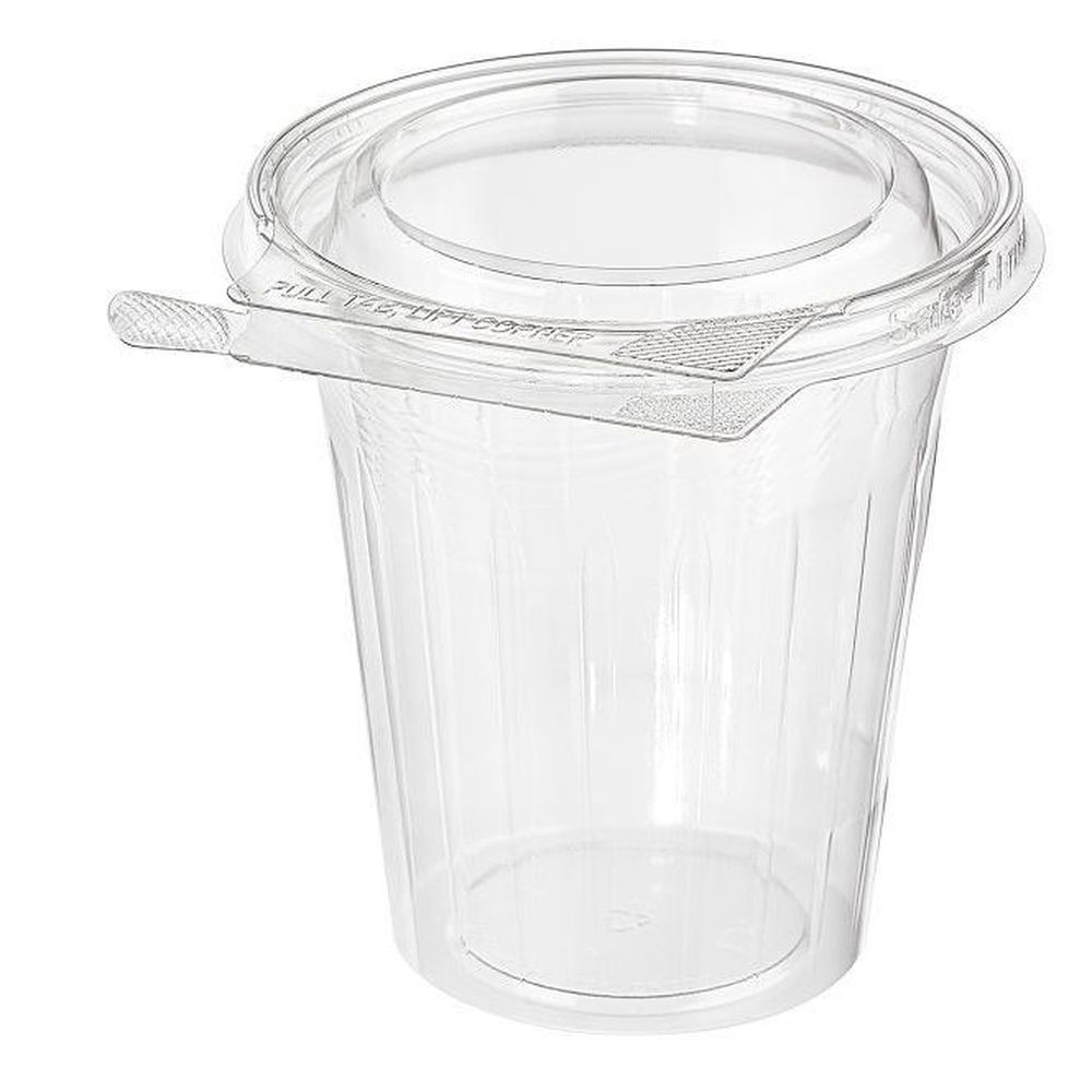 Safe-t-fresh Pet Round Tamper Evident Container With Hinged Flat Lid, 16 Ounce Capacity -- 232 Per Case