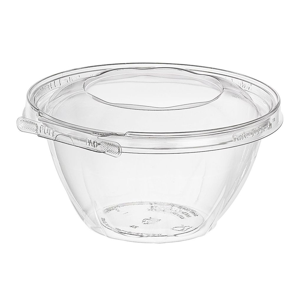 Safe-t-fresh Pet Round Single Compartment Tamper Evident Container With Hinged Lid, 32 Ounce Capacity -- 150 Per Case