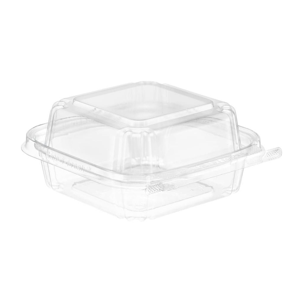 Safe-t-fresh Clear Pet Square Tamper Resistant Hinged Container, 14 Ounce Capacity -- 272 Per Case