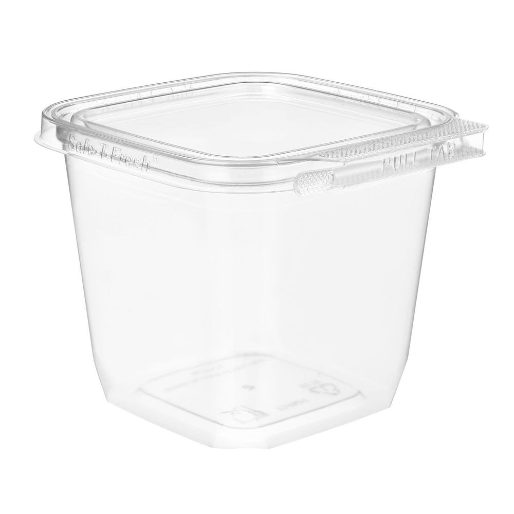 Safe-t-fresh Pet Square Single Compartment Hinged Container, 24 Ounce Capacity -- 264 Per Case