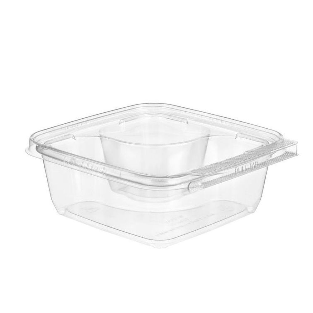 Safe-t-fresh Snackware Pet Square Two Compartment Container With Hinged Lid, 21.5 Ounce Capacity -- 252 Per Case