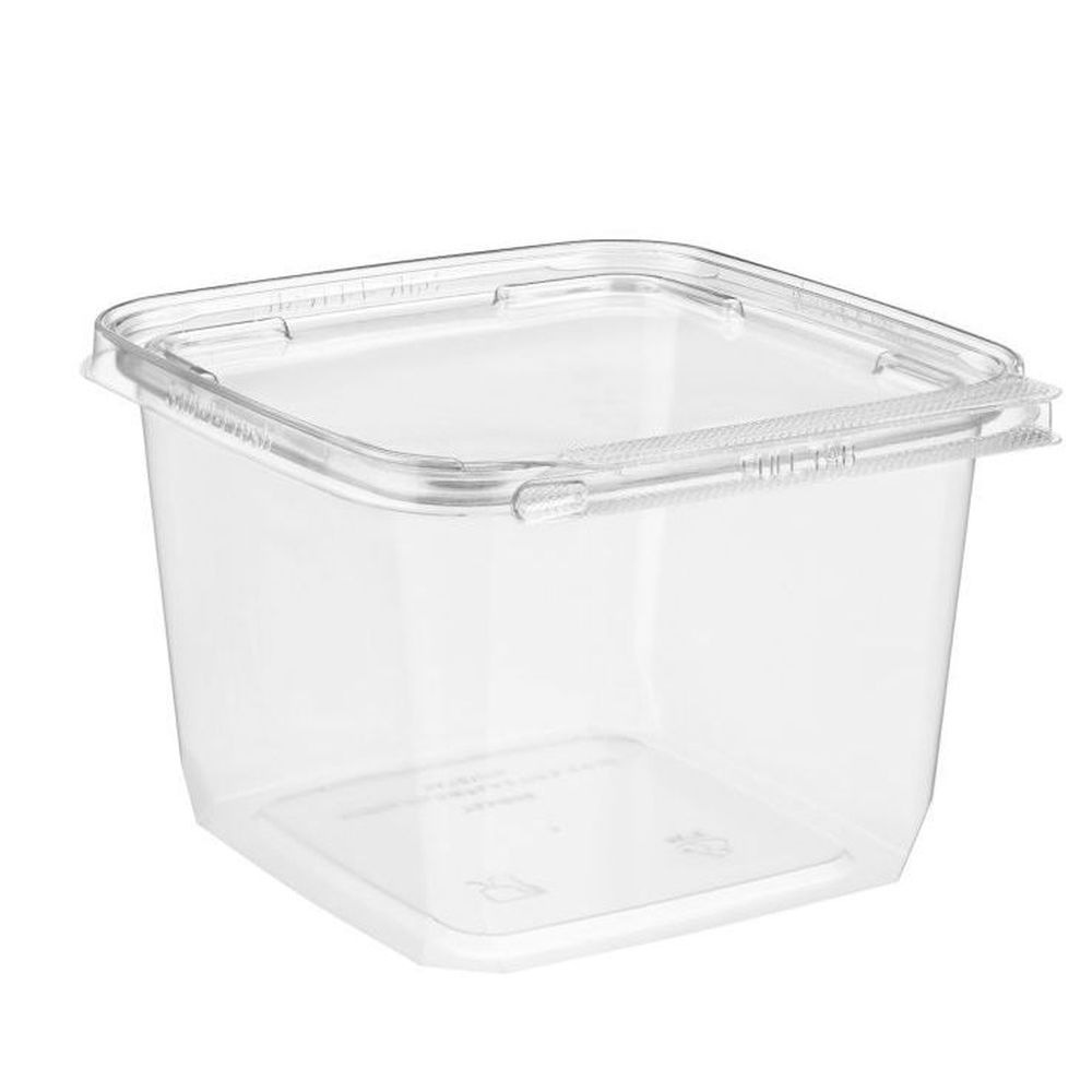 Safe-t-fresh Snackware Pet Square Single Compartment Container With Hinged Lid, 48 Ounce Capacity -- 216 Per Case