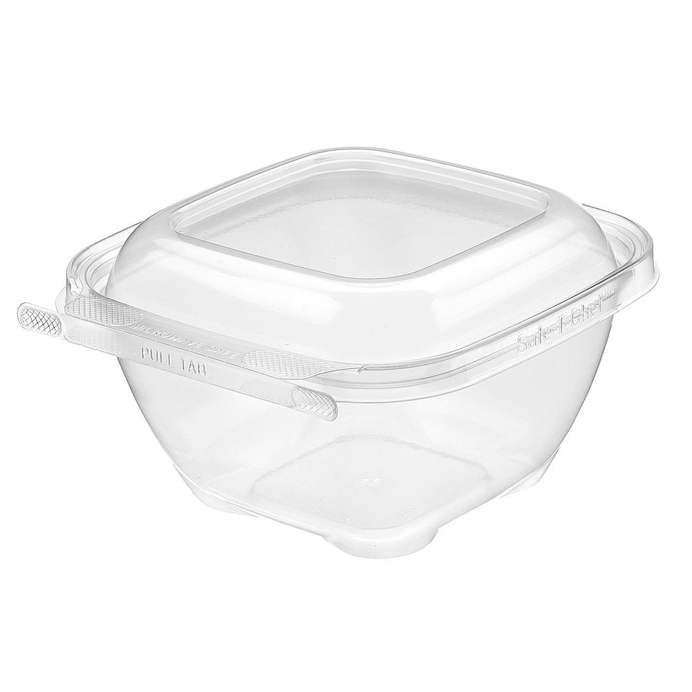 Safe-t-chef Clear Polypropylene Square Single Compartment Tamper Evident Clamshell, 24 Ounce Capacity -- 240 Per Case