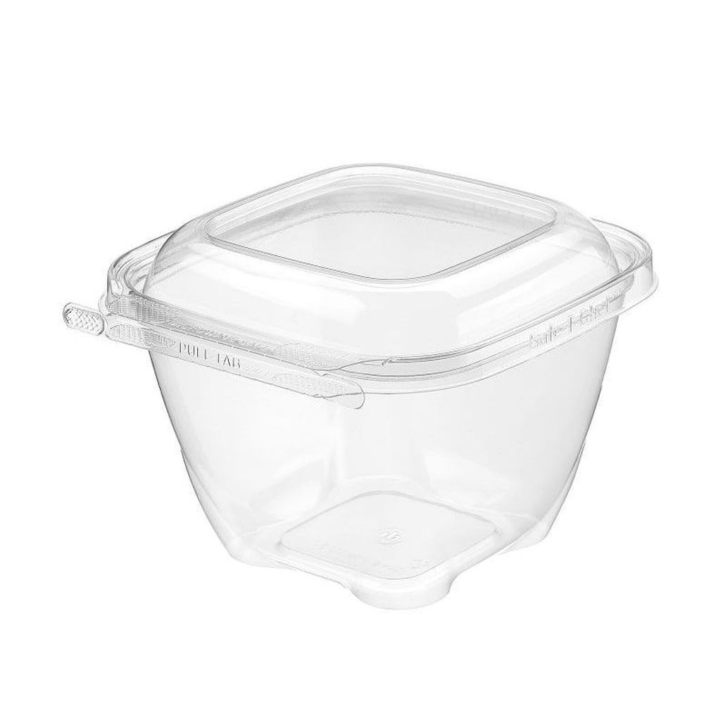 Safe-t-chef Clear Polypropylene Square Single Compartment Tamper Evident Clamshell, 32 Ounce Capacity -- 224 Per Case