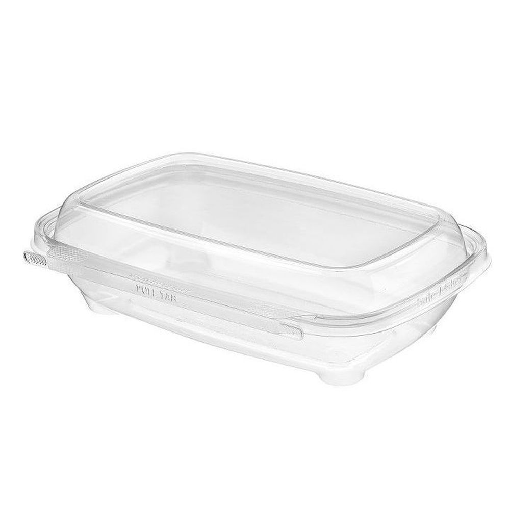 Safe-t-chef Clear Polypropylene Rectangular Single Compartment Tamper Evident Clamshell, 35 Ounce Capacity -- 128 Per Case