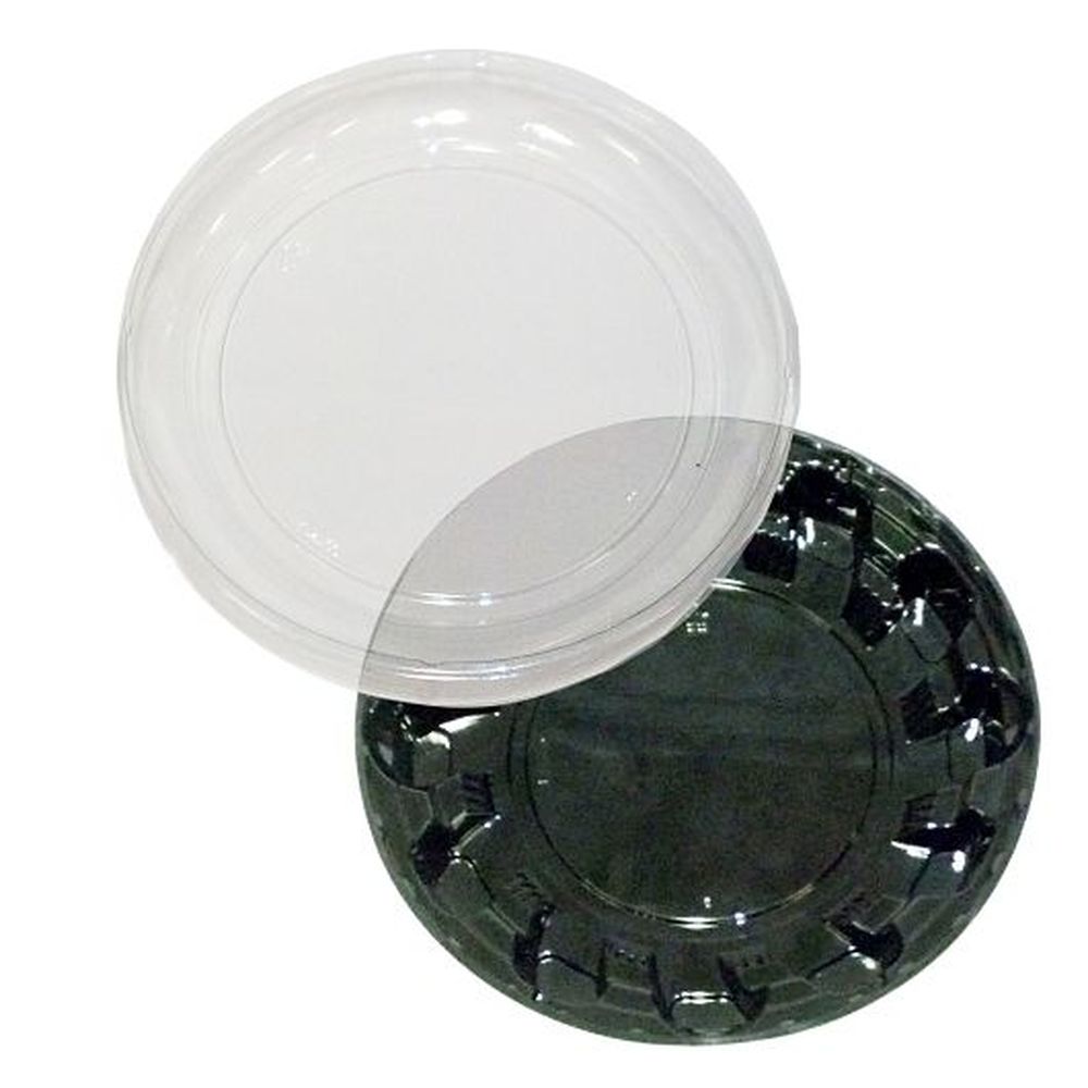 D&w Fine Pack Pet 10 Inch Black Pie Base With Clear Low Dome Lid, 50 Count -- 2 Per Case