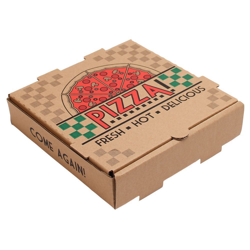 Kraft/Kraft Stock Print B Flute Pizza Box 8 inch