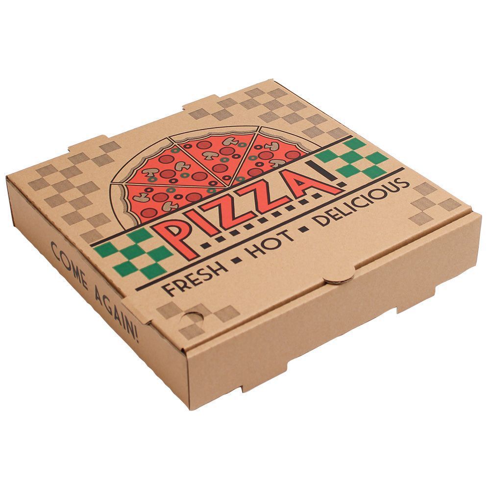 Kraft/Kraft Stock Print B Flute Pizza Box 10 inch