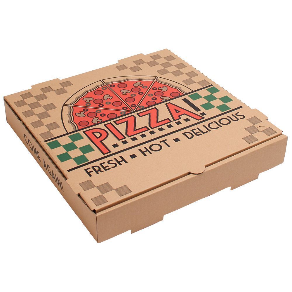 Kraft/Kraft Stock Print B Flute Pizza Box 12 inch