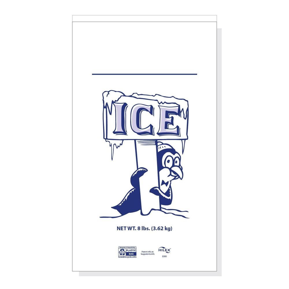 Clear 1.5 Mil Penguin Print Flat/Loose Ice Bag