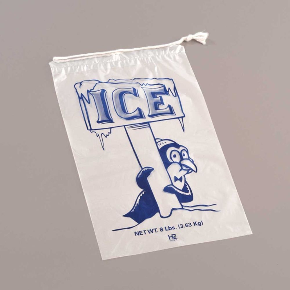 Penguin Print Drawstring Ice Bag 10 Pound
