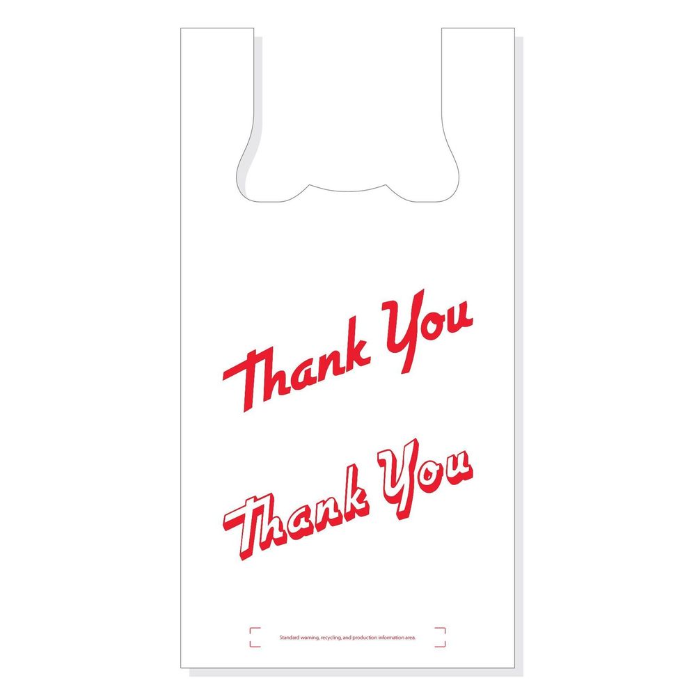 Hilex White Recycled 14 Mic Thank You Print Bag, 12 X 7 X 23 -- 1000 Per Case
