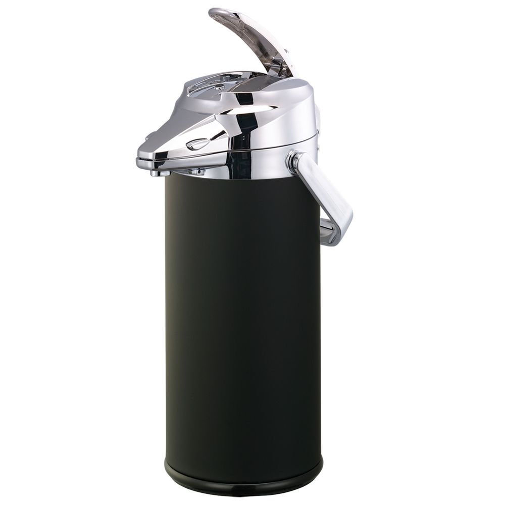 Service Ideas Signa-air Stainless Vacuum Insulated Airpot With Black And Chrome Finish Lever Pump Lid, 2.2 Liter Capacity