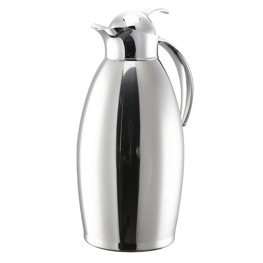 Service Ideas Nicollet Series Polished Finish Stainless Vacuum Insulated Carafe With Push Button Lid, 1.5 Liter Capacity