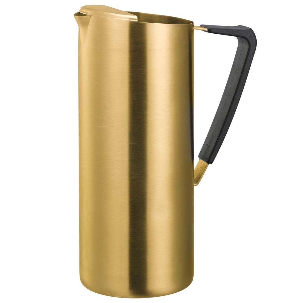 Service Ideas Slim Vintage Gold Finish Stainless Water Pitcher With Ice Guard, 1.9 Liter Capacity