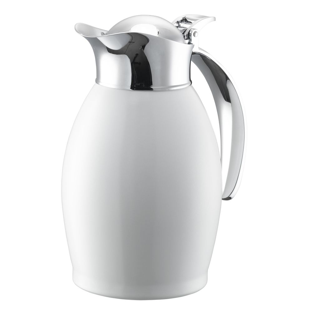 Service Ideas Nicollet Series Radiant White Finish Stainless Vacuum Insulated Carafe With Flip-top Lid, 0.6 Liter Capacity