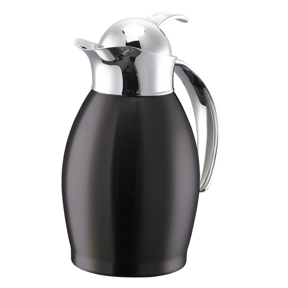 Service Ideas Nicollet Series Black Onyx Finish Stainless Vacuum Insulated Carafe With Push Button Lid, 0.6 Liter Capacity
