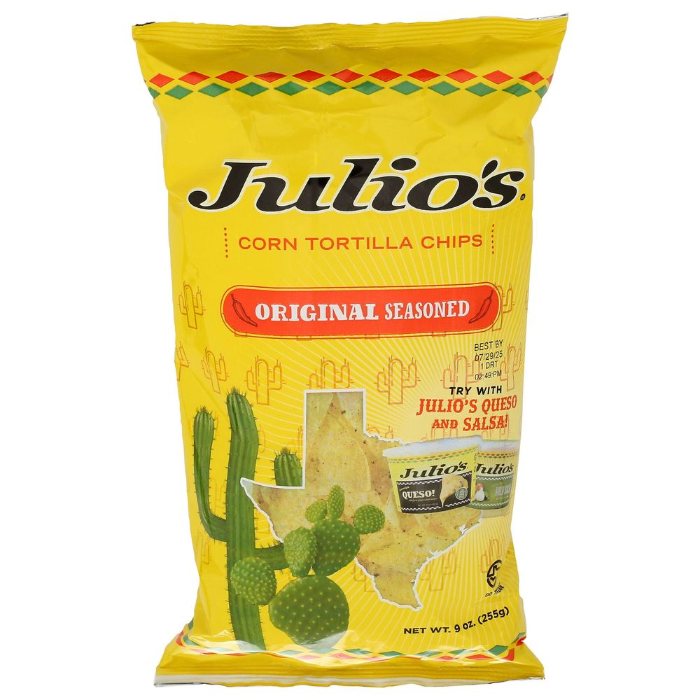 Julio's Original Seasoned Corn Tortilla Chips, 9 Ounce -- 12 Per Case