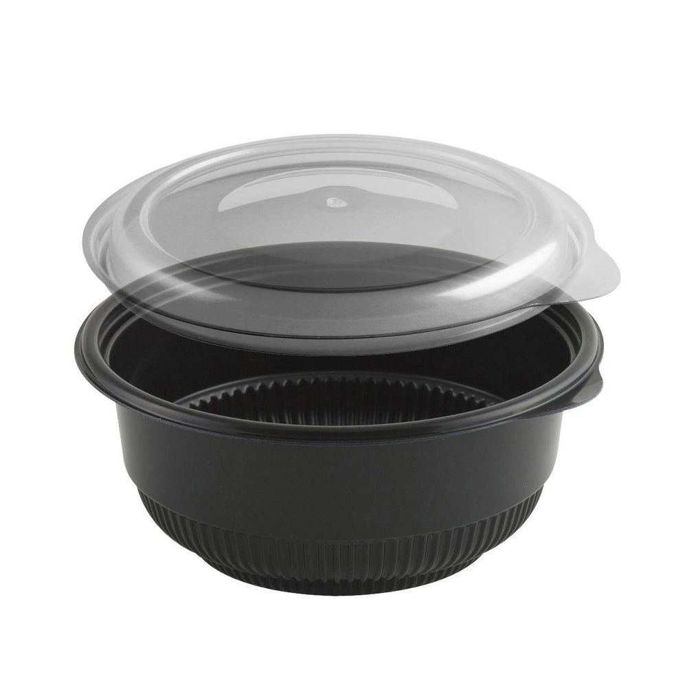 Incredi-Bowls MicroRaves Polypropylene Black Bowl with Clear Vented Lid