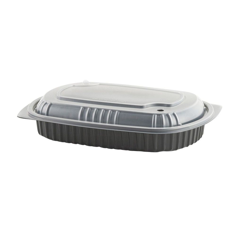MicroRaves 1 Compartment Container Black Base and Clear Lid