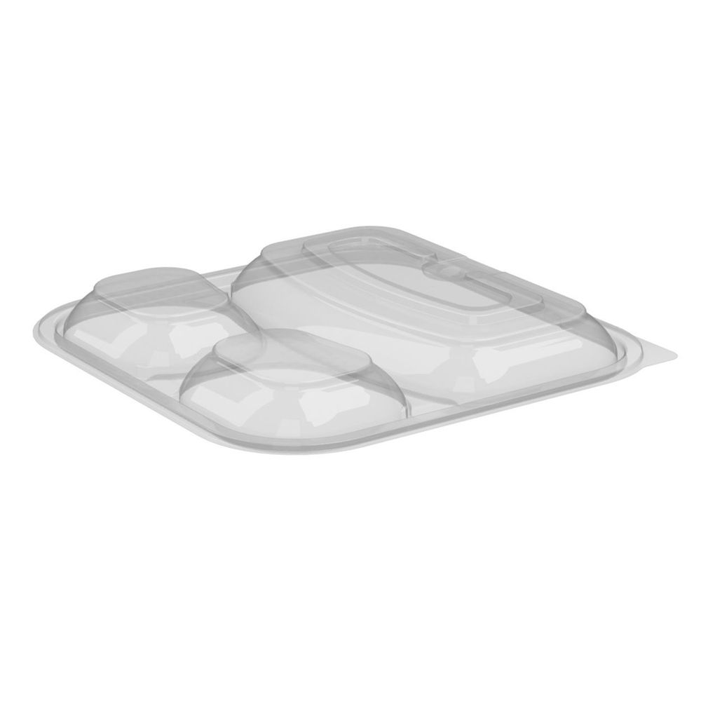Culinary Squares Clear Polypropylene Microwavable 3-Compartment Vented Lid Only