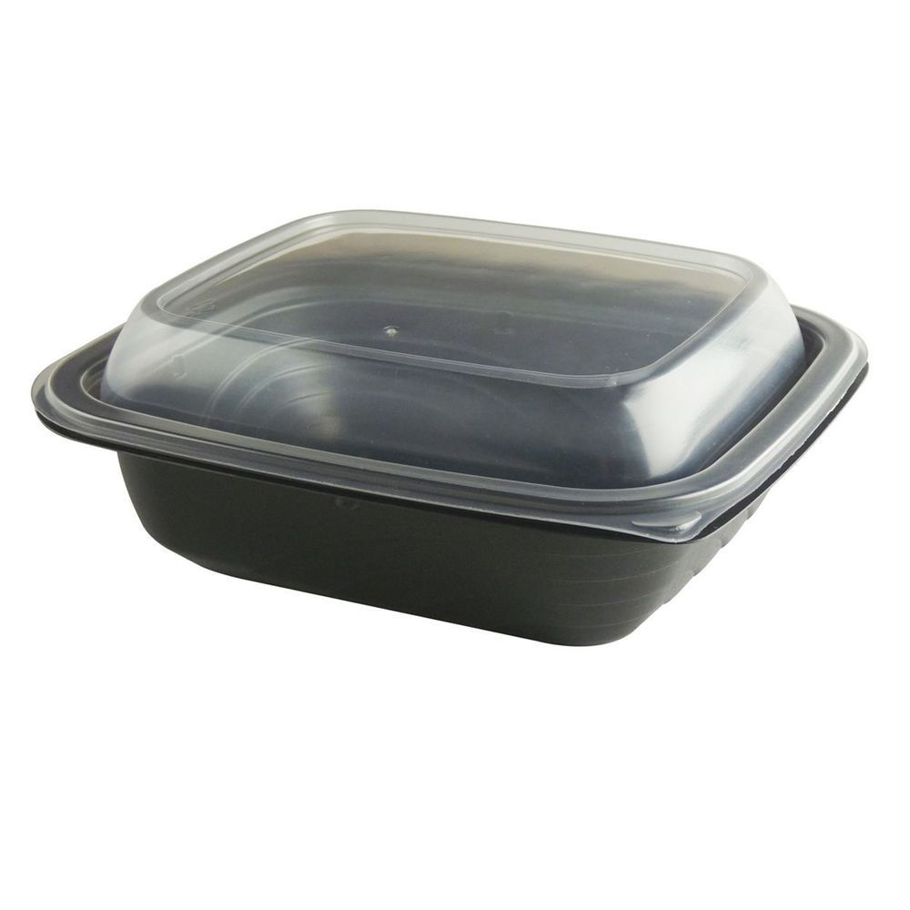 MicroRaves Polypropylene One Compartment Container with Black Base and Clear Lid