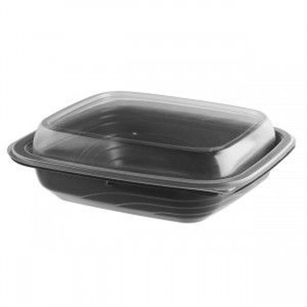 MicroRaves Polypropylene 1 Compartment Container with Black Base and Clear Lid 12 Ounce