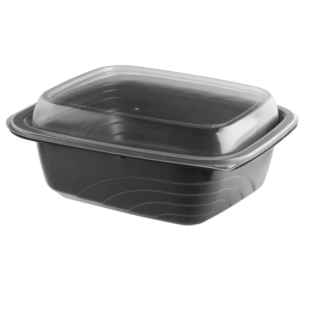 MicroRaves Polypropylene 1 Compartment Container with Black Base and Clear Lid
