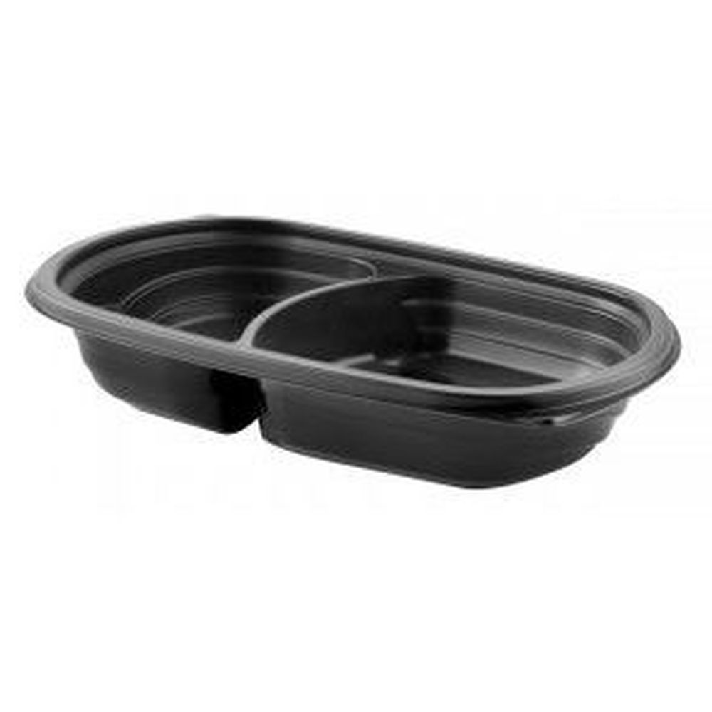 MicroRaves Black Polypropylene 2 Compartment Container