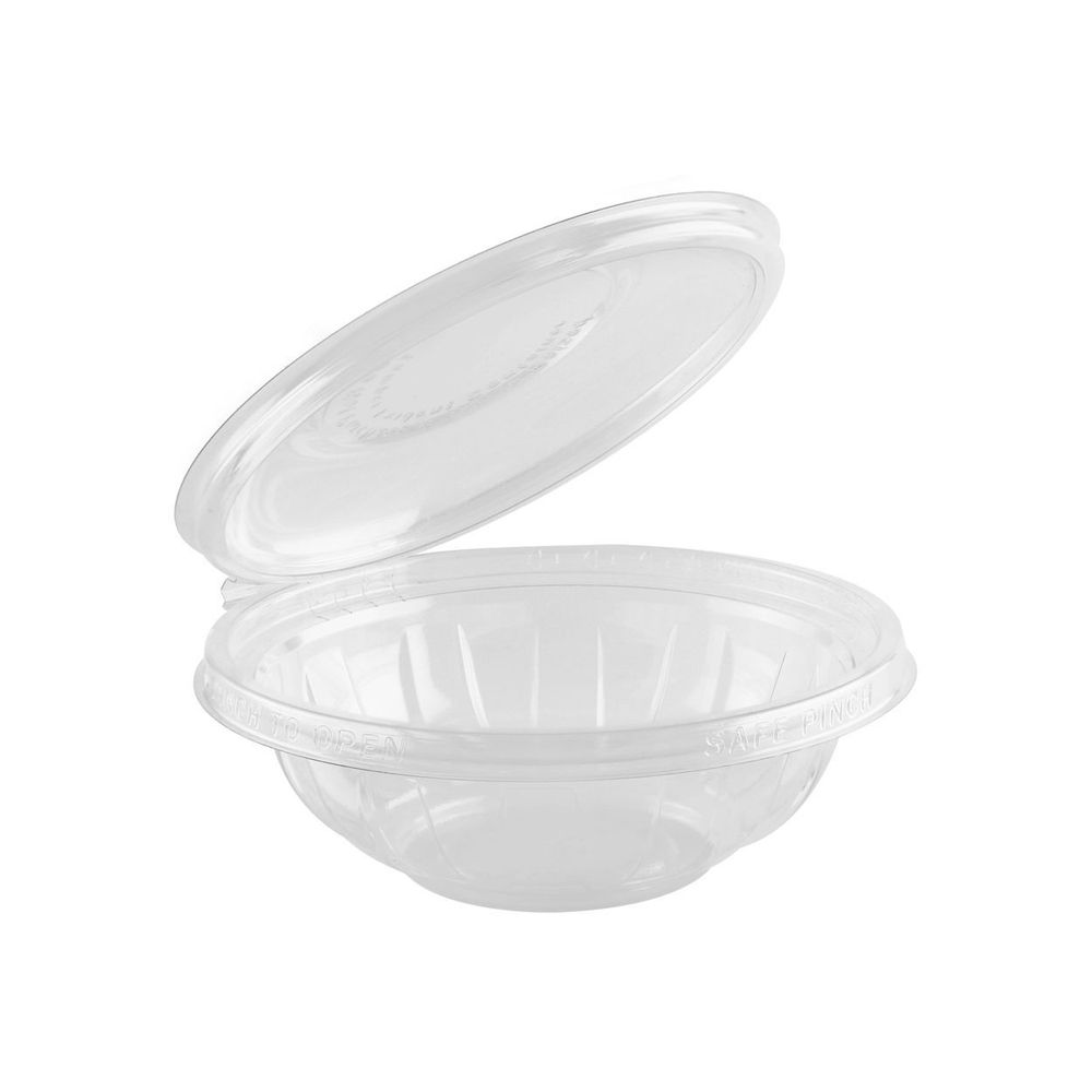 Safe Pinch RPET Round Clear Tamper Evident Hinged Container