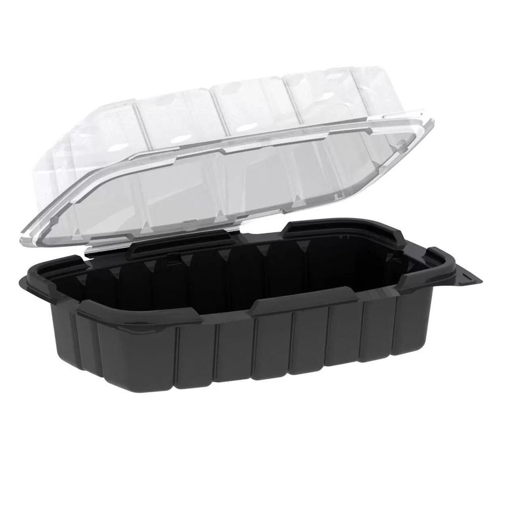 Polypropylene Black / Clear 1-Compartment Hinged Container
