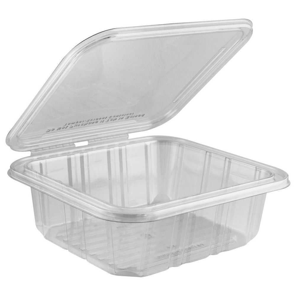 Safe Pinch RPET Clear Tamper-Evident Hinged Container