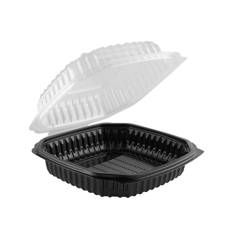 Culinary Lites Polypropylene Microwavable 1 Compartment Black Base Hinged Container