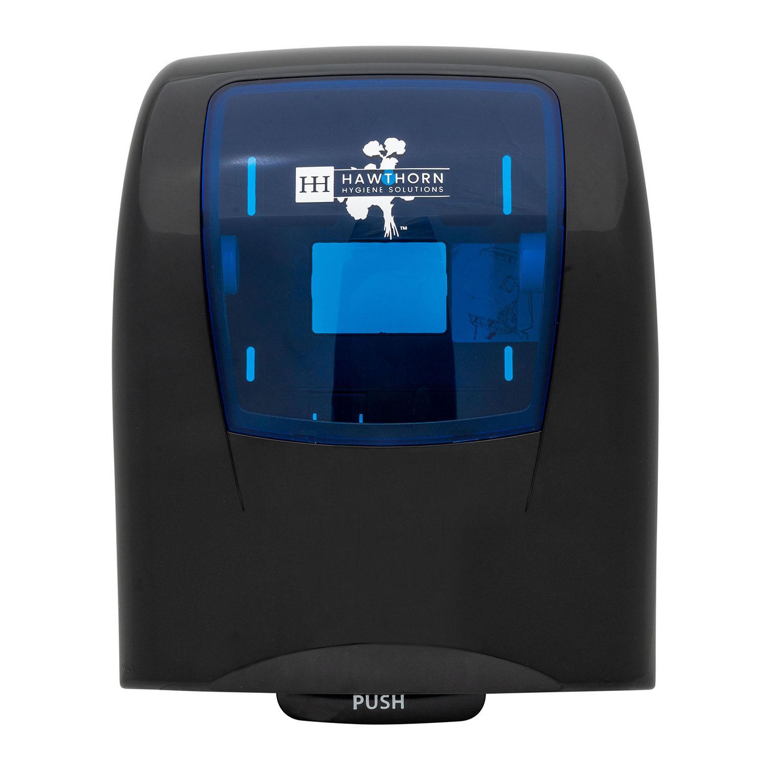 Hawthorn Polycarbonate Mechanical Hands-free Roll Towel Dispenser, Black, 15.44 X 11.76 X 9.25 Inch