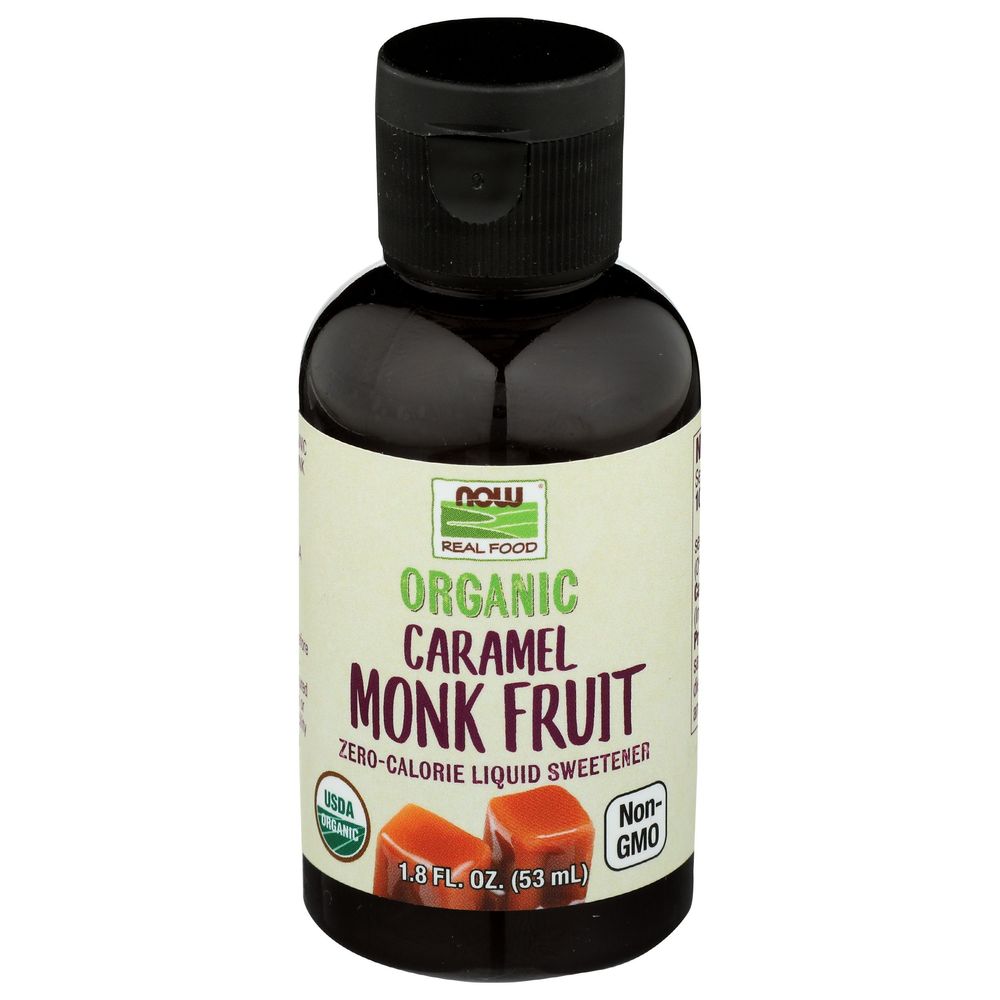 Now Organic Caramel Monk Fruit Sweetener Liquid, 1.8 Ounce -- 9 Per Case