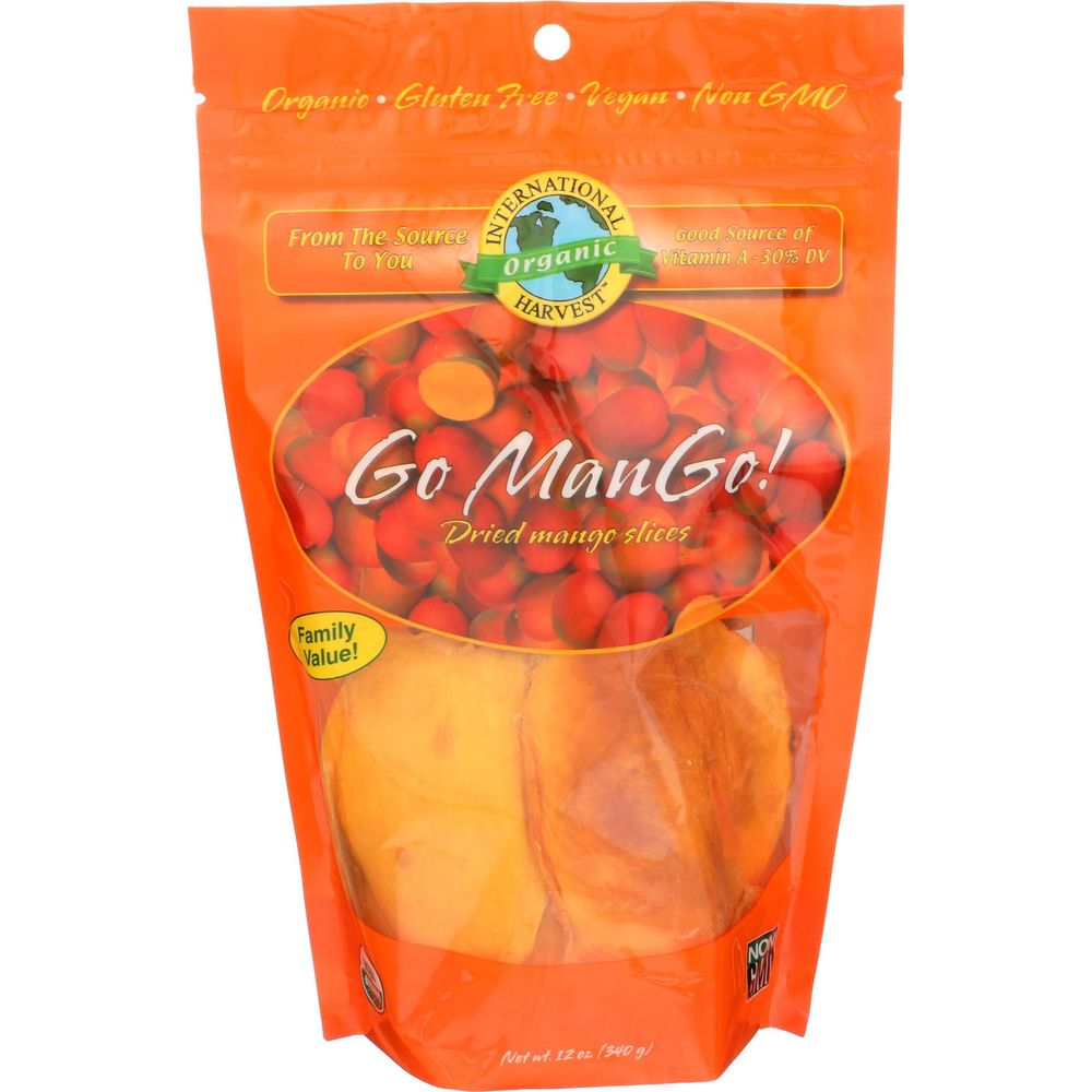 International Harvest Organic Go Mango Dried Mango Slices, 12 Ounce -- 6 Per Case
