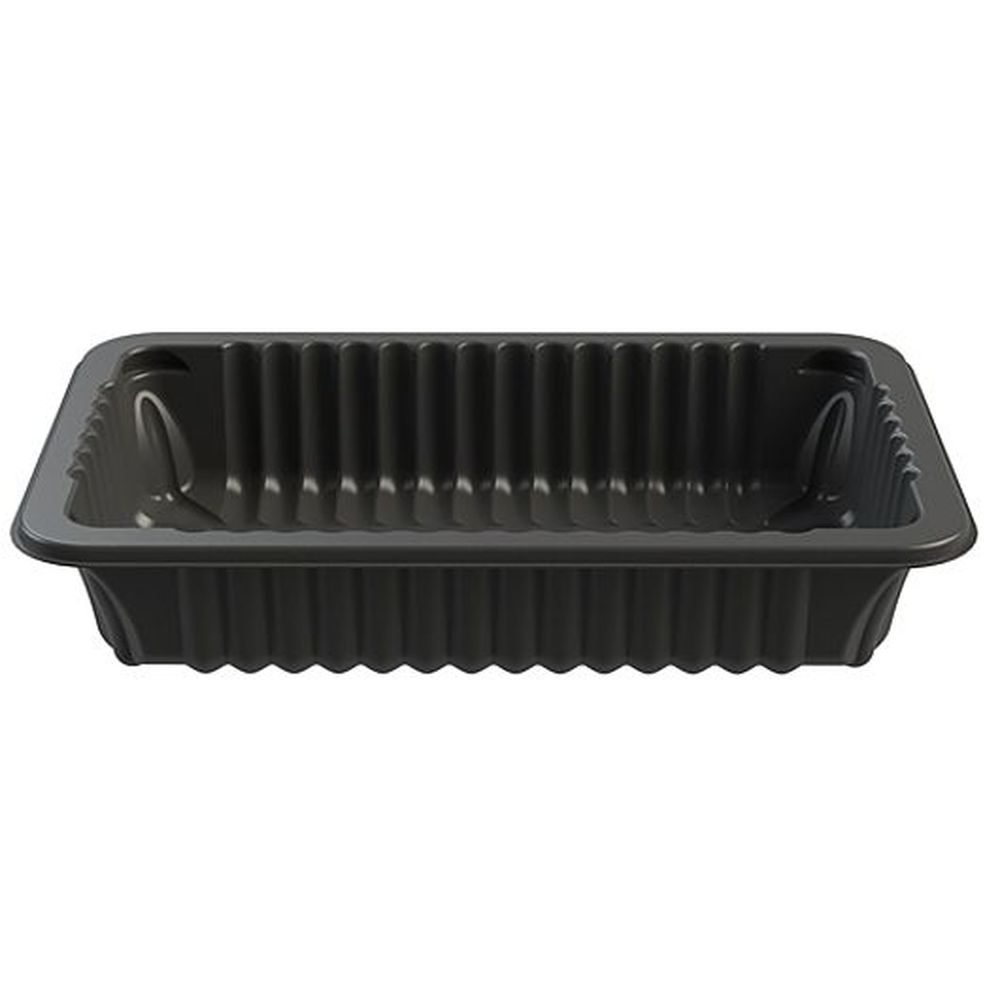 D&w Fine Pack Polypropylene Black 55.8 Ounce Processor Tray With Wide Rim Film, 50 Count -- 48 Per Case
