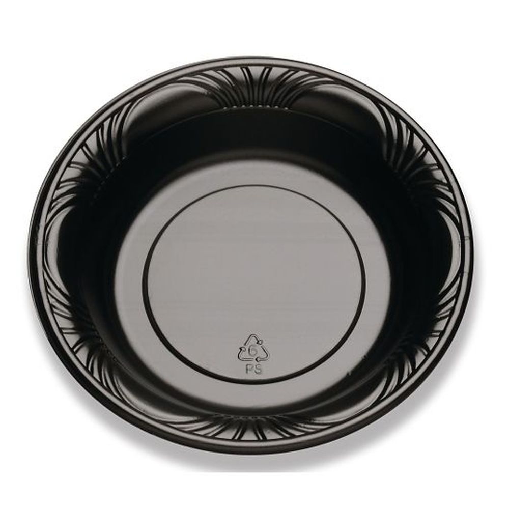 Polystyrene 16 Ounce Clear Marbella Rim Black Bowl