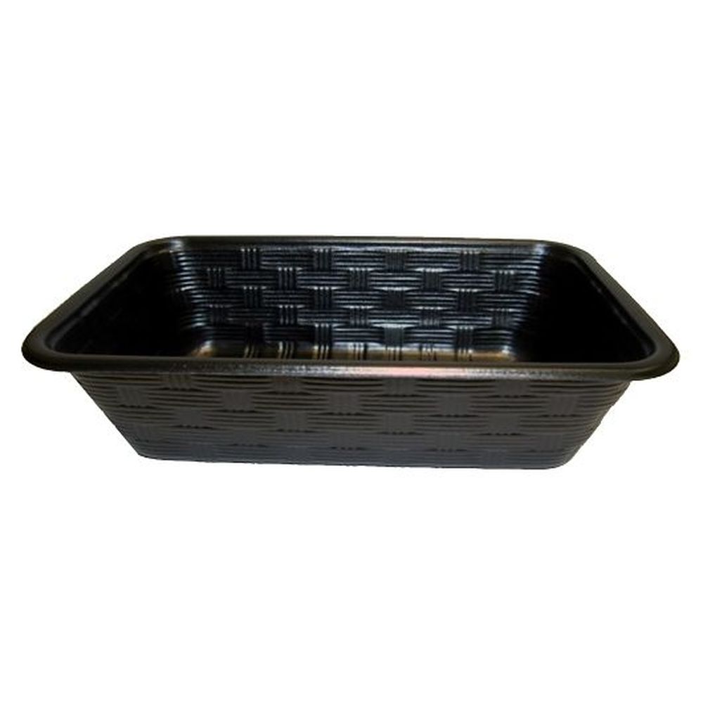 Polystyrene 32 Ounce Medium Black Oblong Container with Weave Design