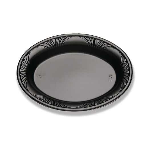 D&w Fine Pack Plastic Black Deep Oval Platter, 8 X 11 Inch -- 500 Per Case