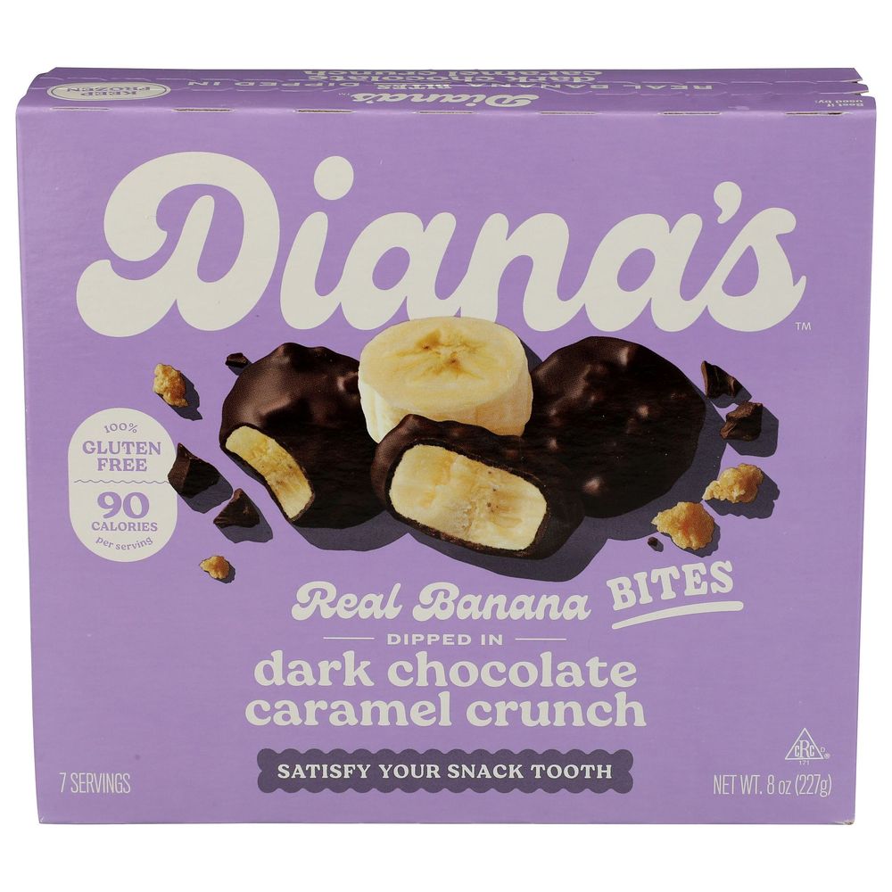 Dianas Bananas Dark Chocolate Caramel Crunch Real Banana Bites, 8 Ounce -- 12 Per Case