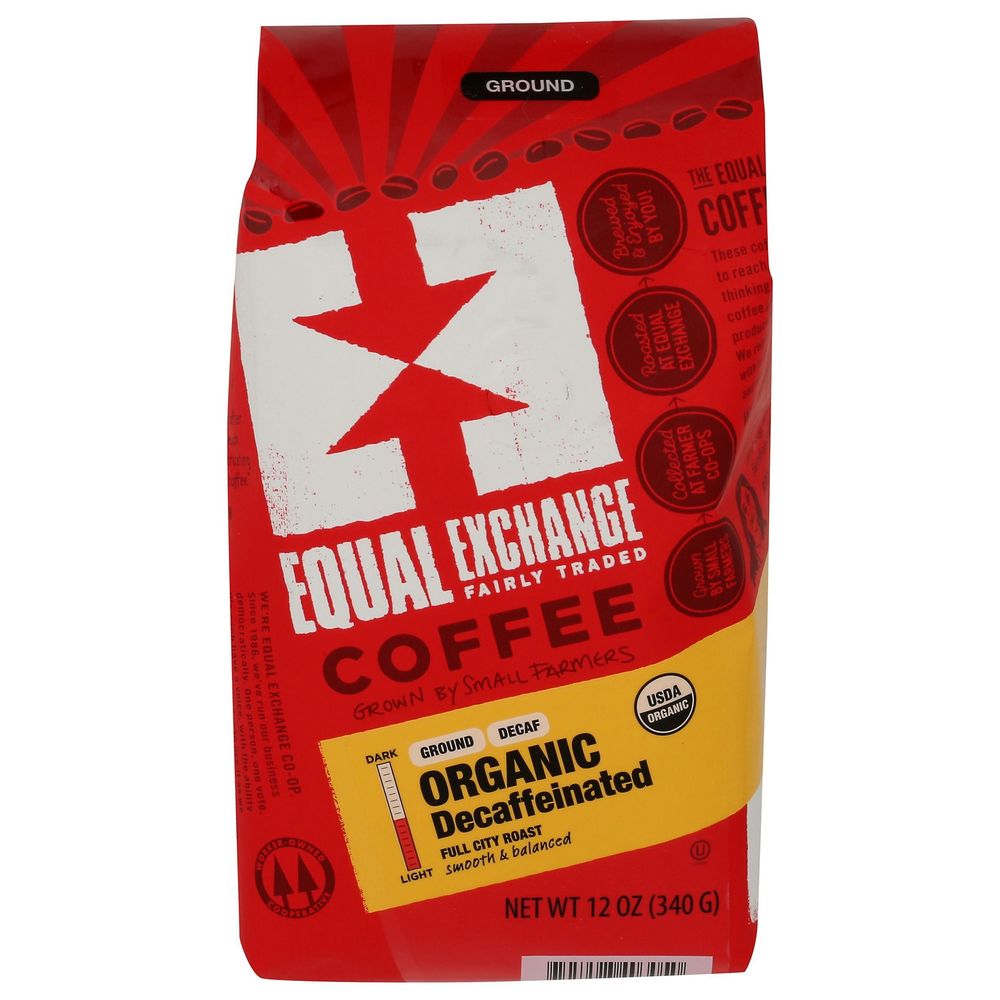 Equal Exchange Organic Medium Roast Decaffeinated Coffee, 12 Ounce -- 6 Per Case