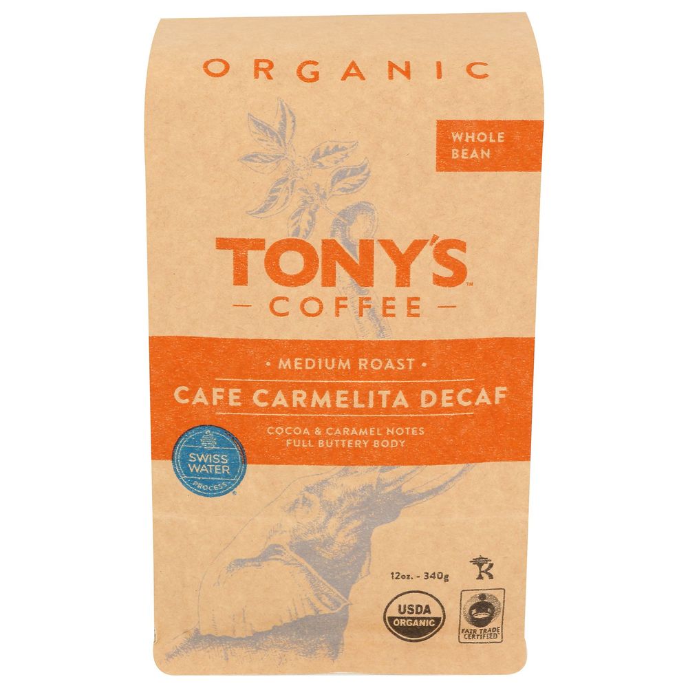Tonys Carmelita Decaf Whole Bean Coffee, 12 Ounce -- 6 Per Case