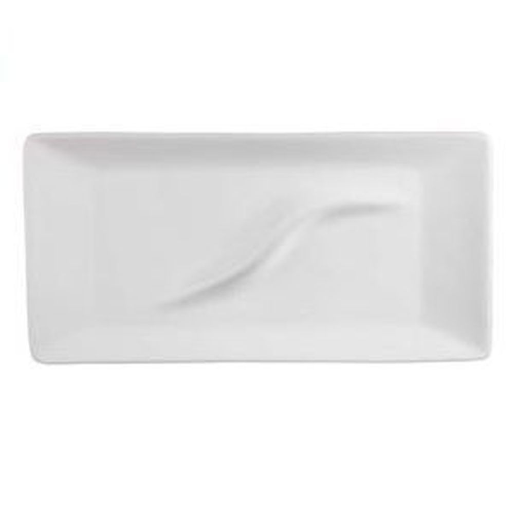 Ventana Porcelain White 9 1/4 X 4 1/2 Inch Wave Plate, 12 Count -- 2 Per Case